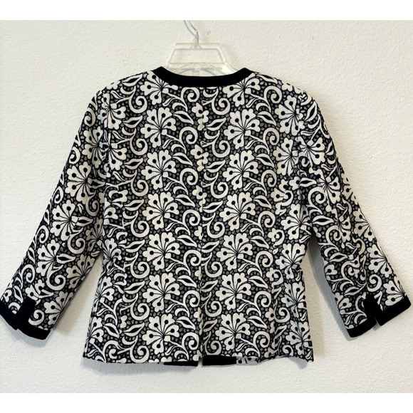 J.CREW Linen with Blue Embroidered Floral Overlay Blazer Jacket Medium Size 10 - Picture 2 of 6